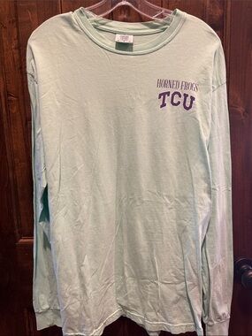 Comfort Colors TCU Horned Frogs Long Sleeve Tee in Light Mint
